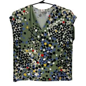 Anne Klein Green w/ Polka Dots Polyester Blend Sleeveless Top Womens 3X Shirt